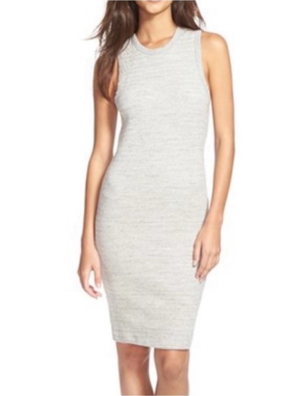 James Perse Standard ribbed gray body on tank dress sleeveless Classic midi